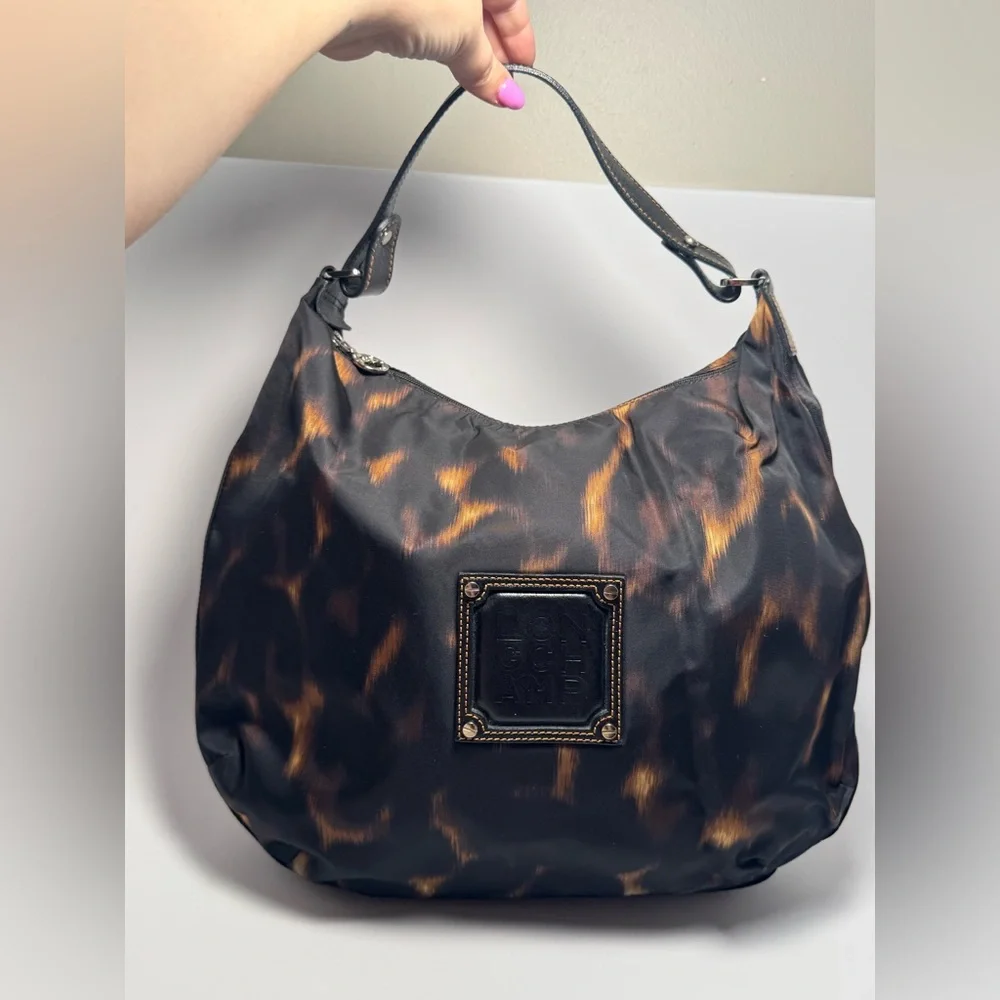 Longchamp Nylon Cheetah Print Shoulder Bag